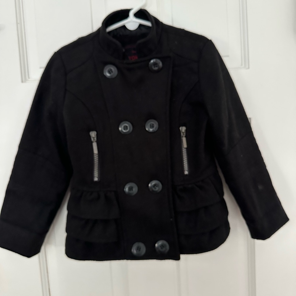 Yoki Kids Double-Breasted Black Pea Coat